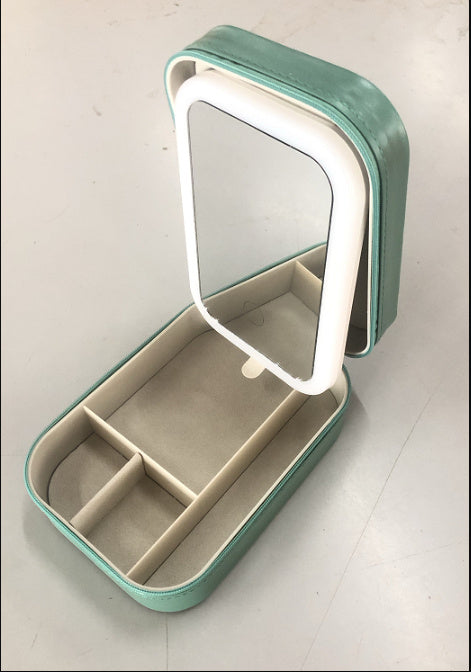 Glow on the go! LED Makeup Storage Box with smart touch & travel-ready.