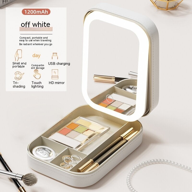 Glow on the go! LED Makeup Storage Box with smart touch & travel-ready.