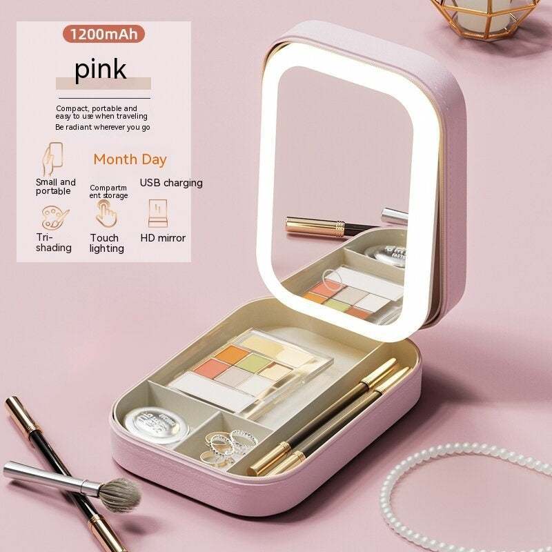 Glow on the go! LED Makeup Storage Box with smart touch & travel-ready.